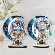Load image into Gallery viewer, 2PCS Table Top Diamond Painting Decor Wooden Dreamcatcher Wolf (#4)
