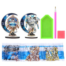 Load image into Gallery viewer, 2PCS Table Top Diamond Painting Decor Wooden Dreamcatcher Wolf (#4)
