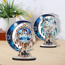 Load image into Gallery viewer, 2PCS Table Top Diamond Painting Decor Wooden Dreamcatcher Wolf (#6)
