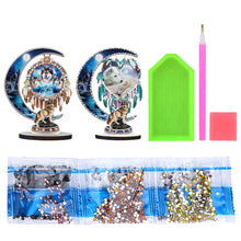 Load image into Gallery viewer, 2PCS Table Top Diamond Painting Decor Wooden Dreamcatcher Wolf (#6)
