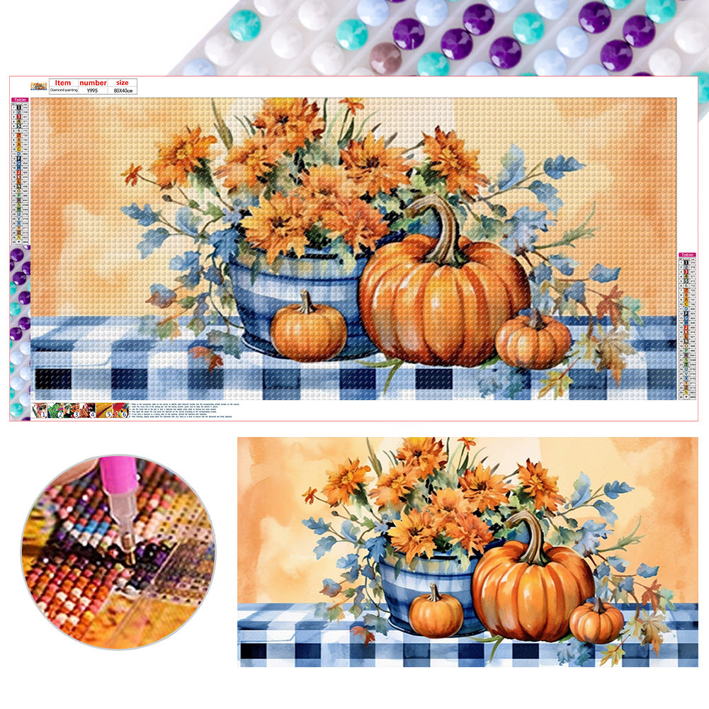 Diamond Painting - Full Round - pumpkin sunflower (80*40CM)