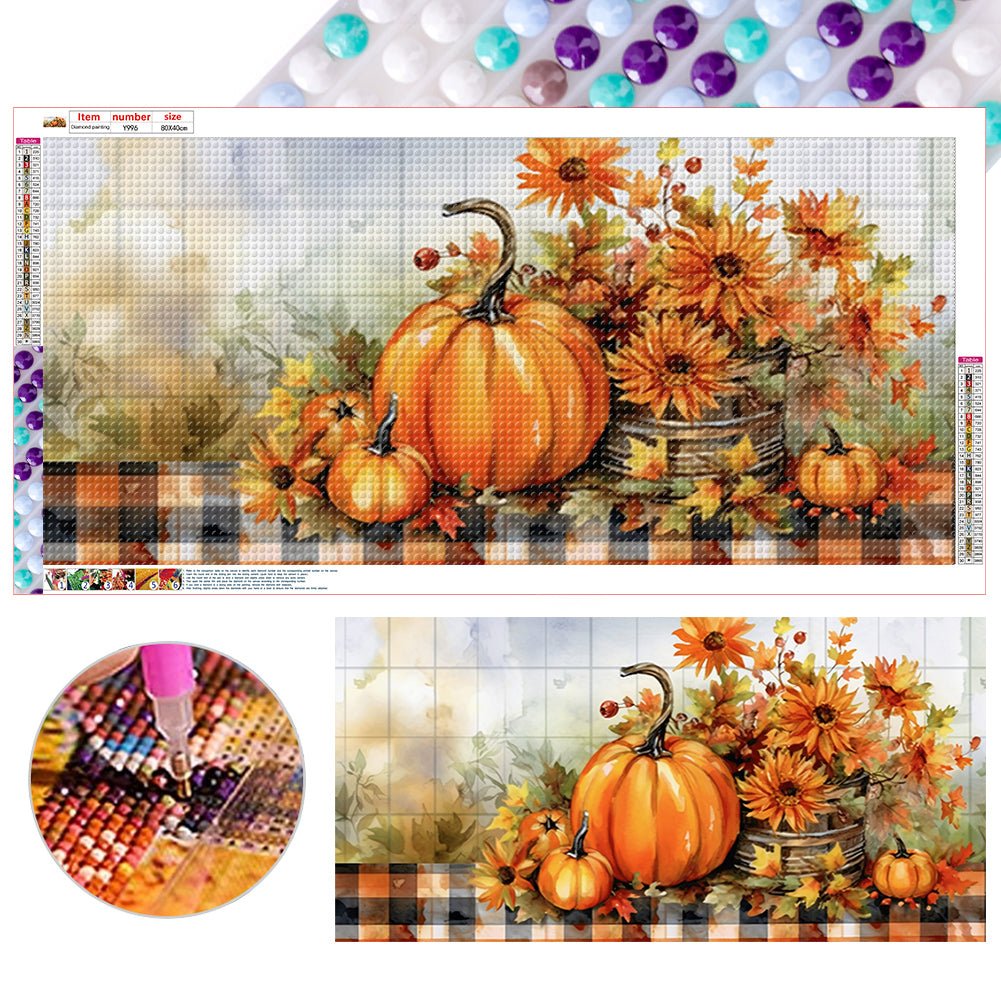 Diamond Painting - Full Round - pumpkin sunflower (80*40CM)
