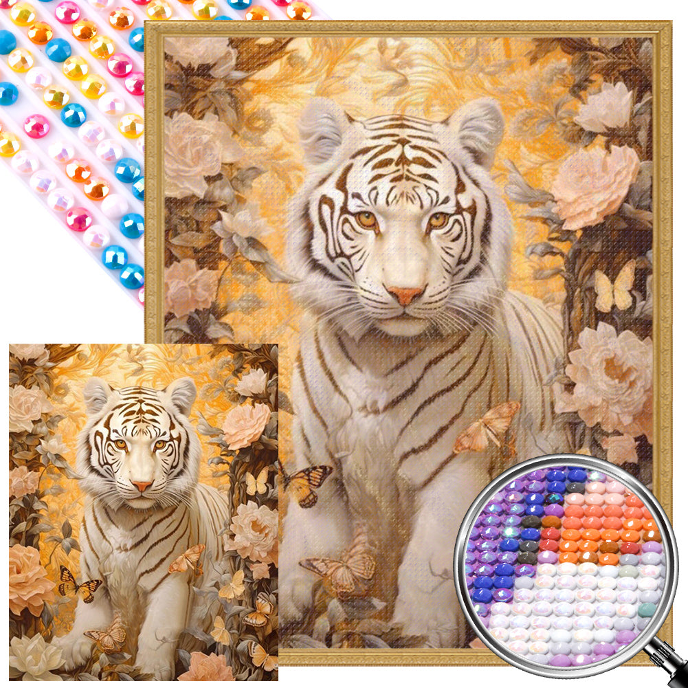 AB Diamond Painting - Full Round - white tiger (40*50CM)