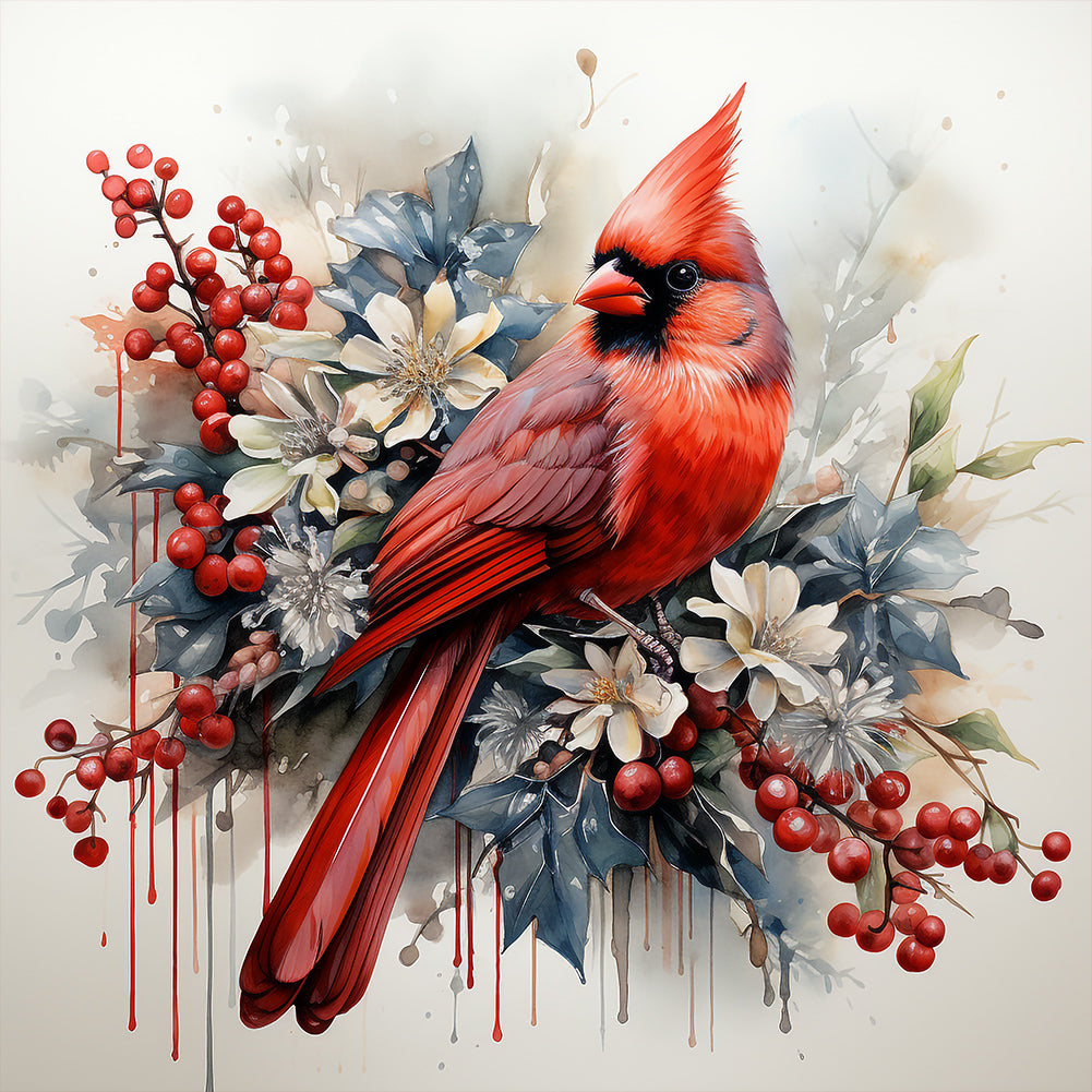 Diamond Painting - Full Round - cardinal on tree branch (40*40CM)