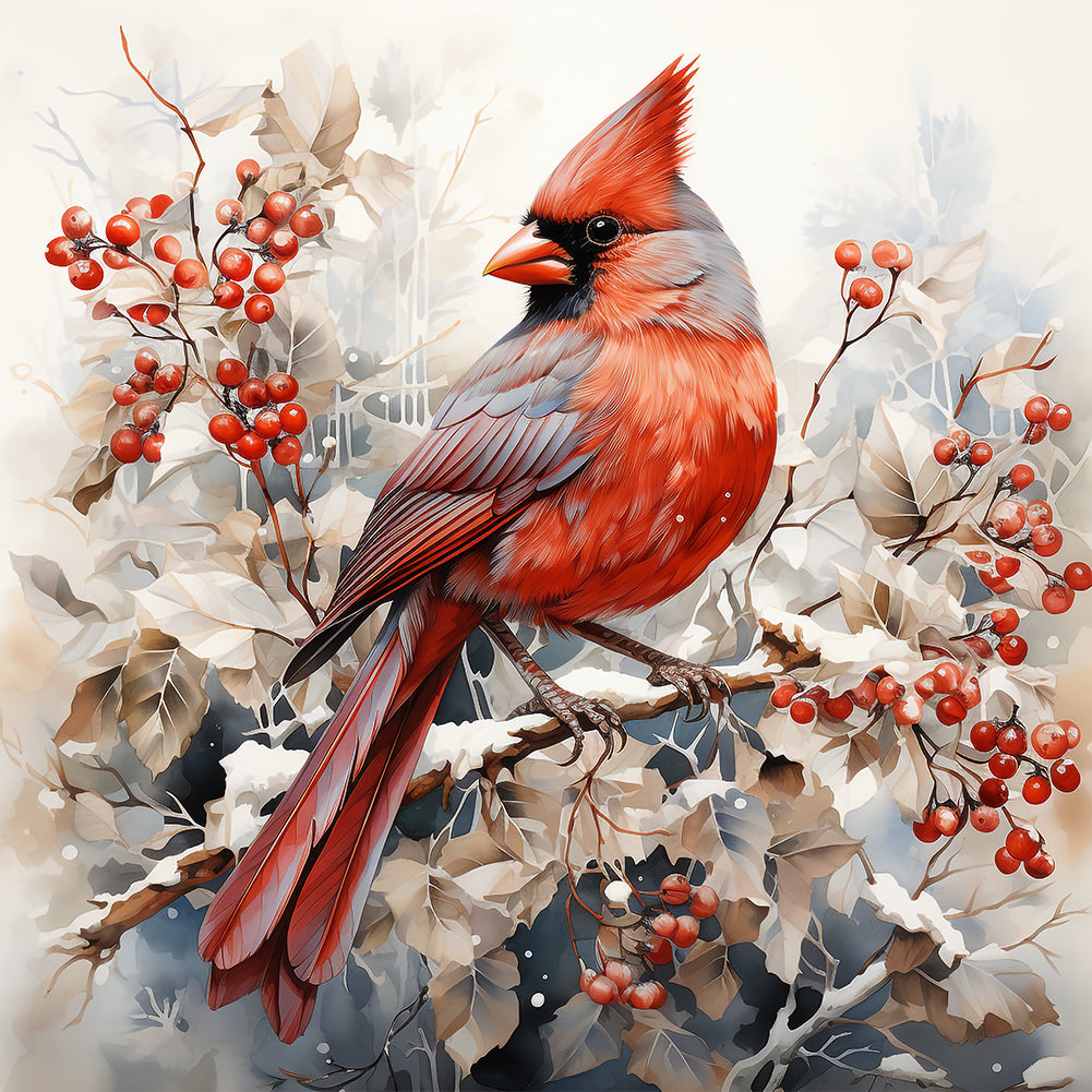 Diamond Painting - Full Round - cardinal on tree branch (40*40CM)