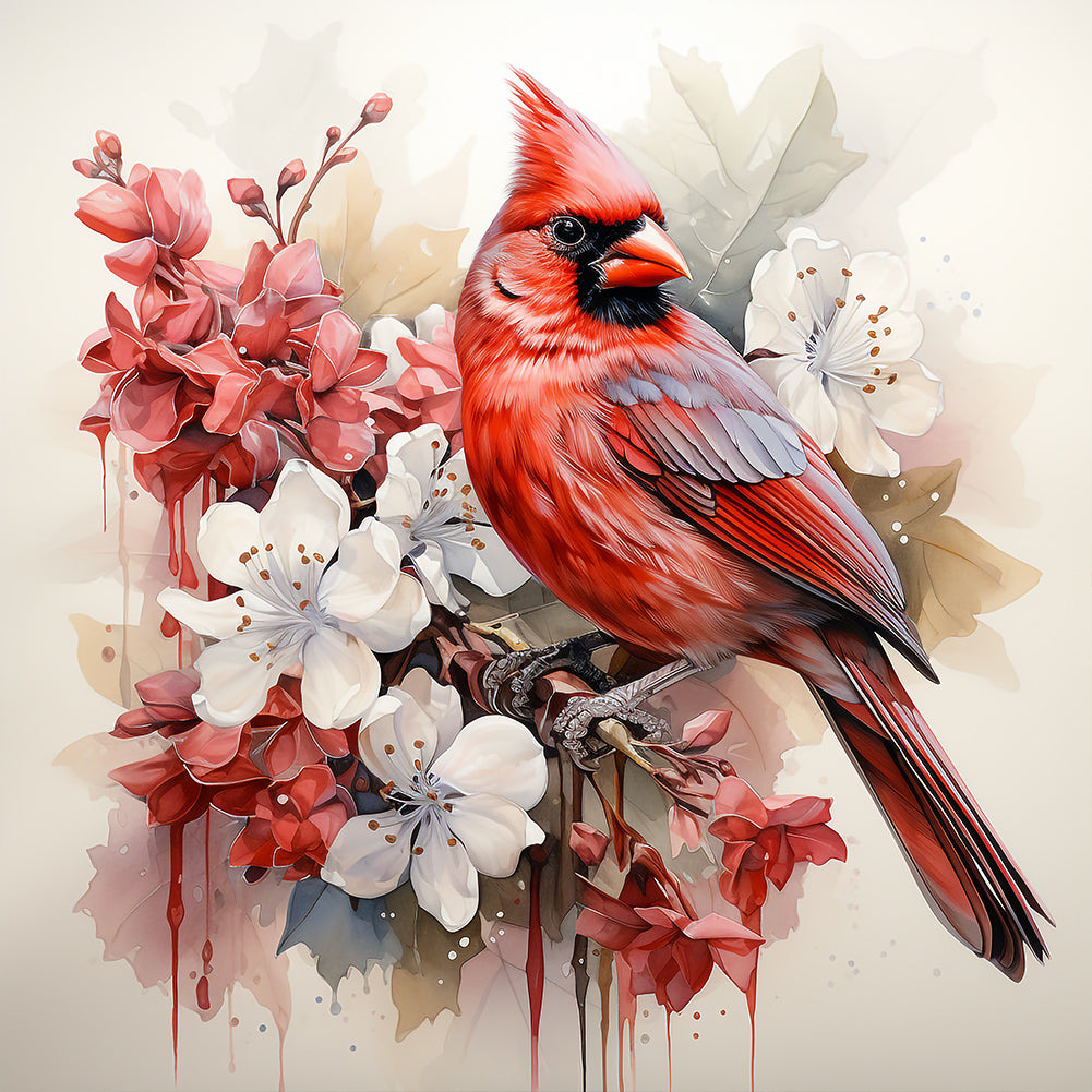 Diamond Painting - Full Round - cardinal on tree branch (40*40CM)