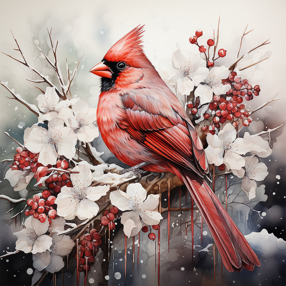 Diamond Painting - Full Round - cardinal on tree branch (40*40CM)