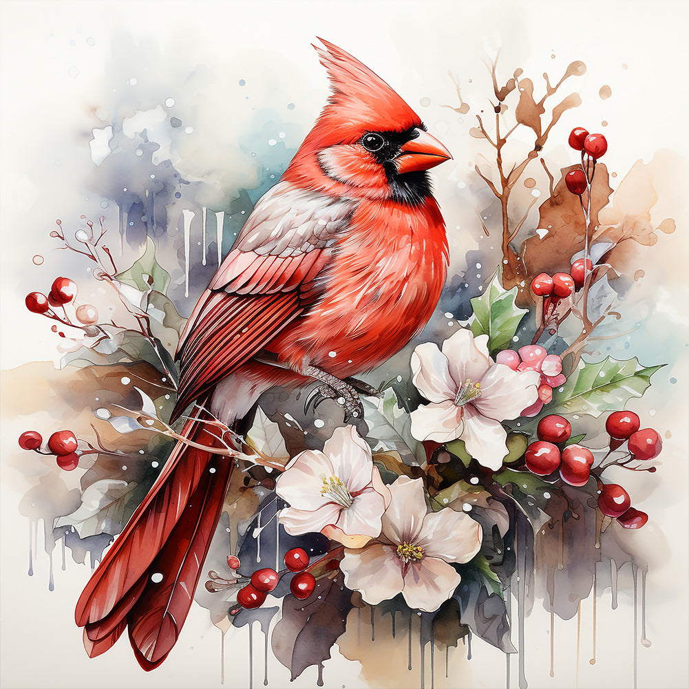Diamond Painting - Full Round - cardinal on tree branch (40*40CM)