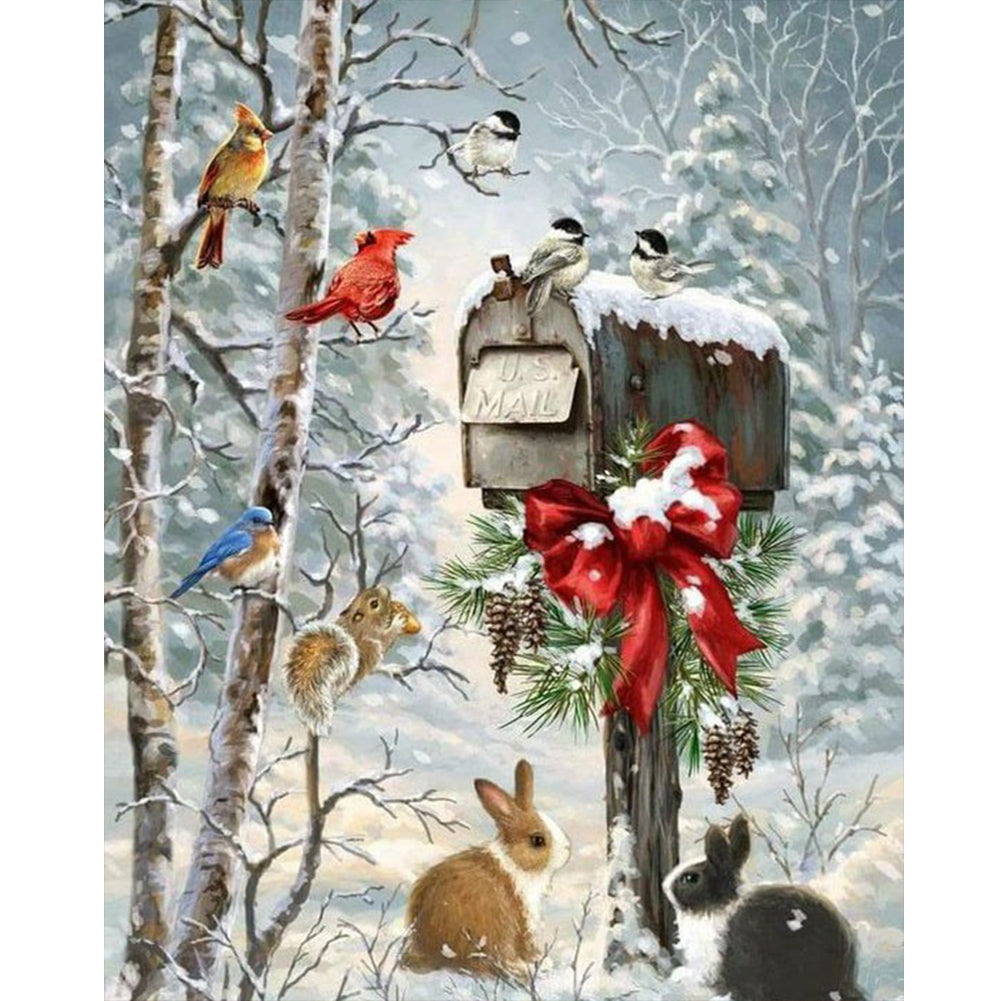 Diamond Painting - Full Round - Christmas forest animals (40*50CM)