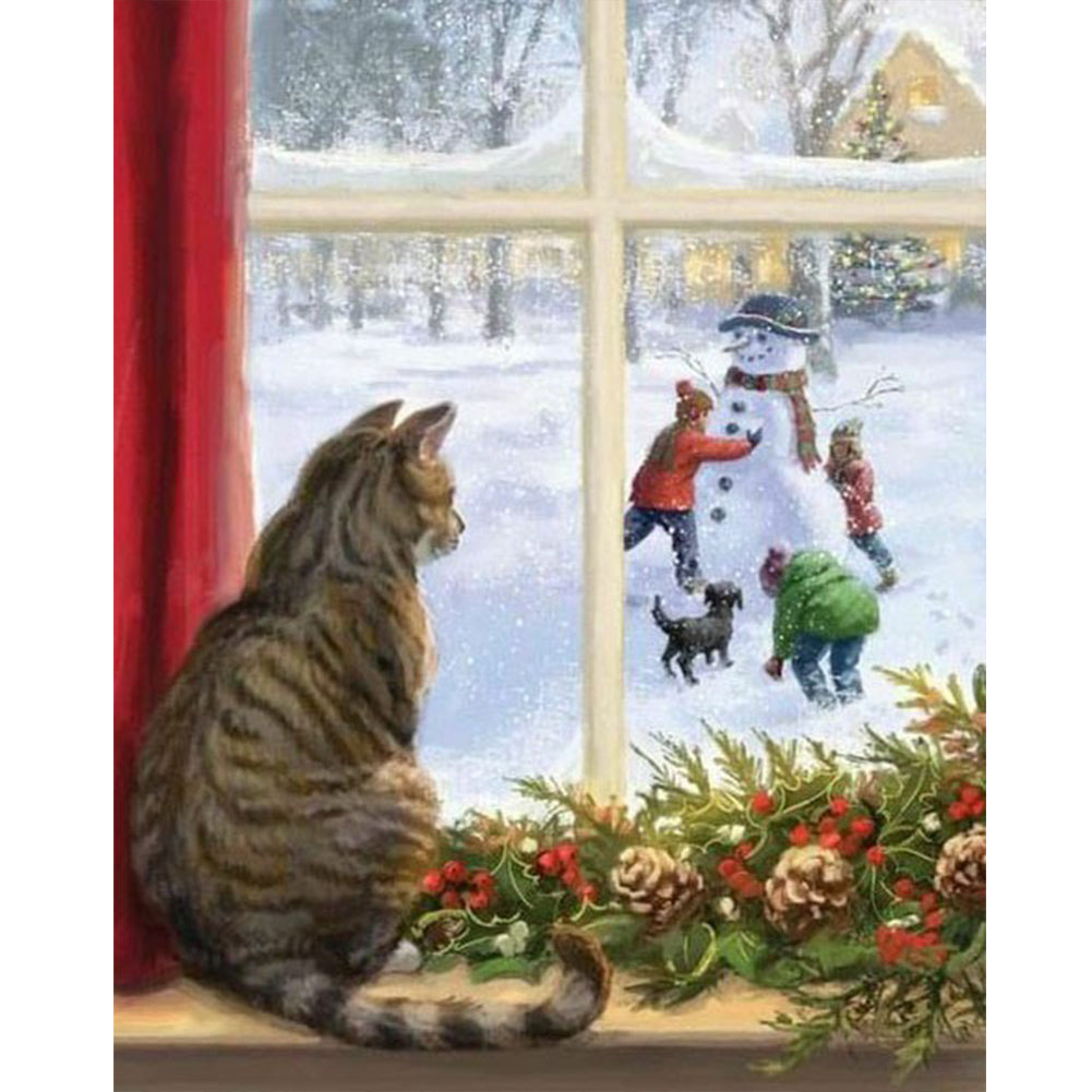 Diamond Painting - Full Round - Christmas cats and dogs (40*50CM)