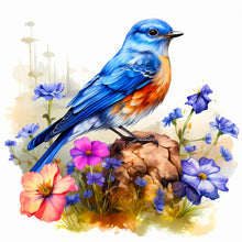 Load image into Gallery viewer, Diamond Painting - Full Round - blue bird on flower (40*40CM)
