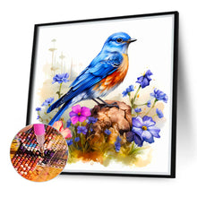 Load image into Gallery viewer, Diamond Painting - Full Round - blue bird on flower (40*40CM)

