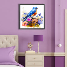 Load image into Gallery viewer, Diamond Painting - Full Round - blue bird on flower (40*40CM)

