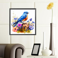 Load image into Gallery viewer, Diamond Painting - Full Round - blue bird on flower (40*40CM)
