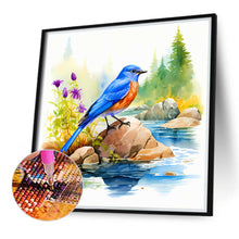 Load image into Gallery viewer, Diamond Painting - Full Round - blue bird by the stream (40*40CM)
