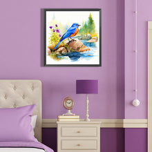 Load image into Gallery viewer, Diamond Painting - Full Round - blue bird by the stream (40*40CM)
