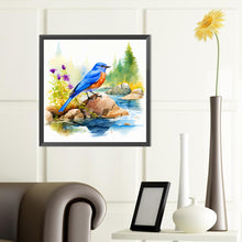 Load image into Gallery viewer, Diamond Painting - Full Round - blue bird by the stream (40*40CM)
