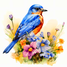 Load image into Gallery viewer, Diamond Painting - Full Round - blue bird on flower pile (40*40CM)
