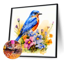 Load image into Gallery viewer, Diamond Painting - Full Round - blue bird on flower pile (40*40CM)
