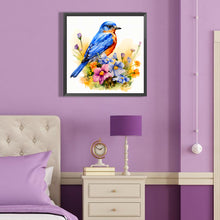 Load image into Gallery viewer, Diamond Painting - Full Round - blue bird on flower pile (40*40CM)
