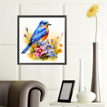 Load image into Gallery viewer, Diamond Painting - Full Round - blue bird on flower pile (40*40CM)
