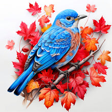 Load image into Gallery viewer, Diamond Painting - Full Round - blue bird on maple leaf (40*40CM)
