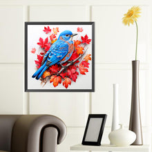 Load image into Gallery viewer, Diamond Painting - Full Round - blue bird on maple leaf (40*40CM)

