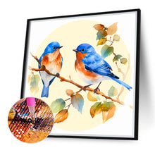 Load image into Gallery viewer, Diamond Painting - Full Round - blue bird on spring leaf branch (40*40CM)
