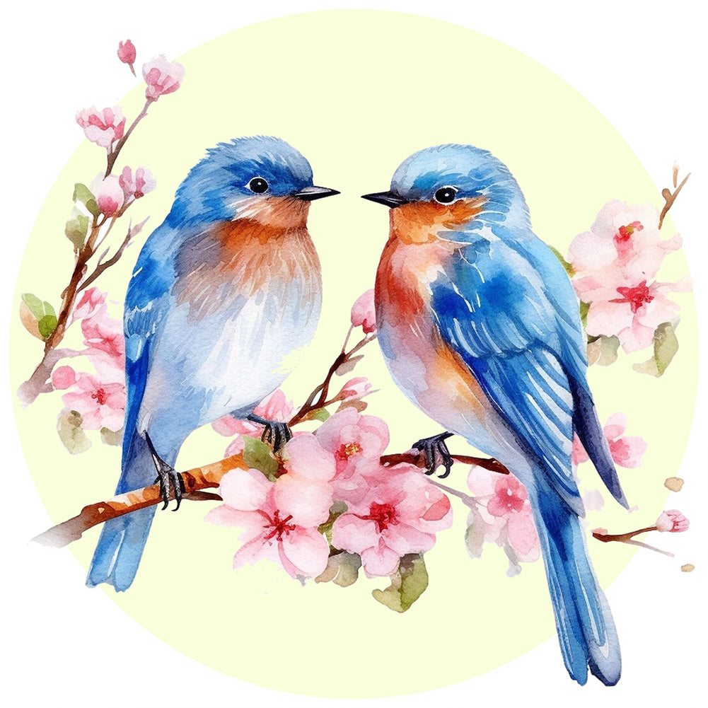 Diamond Painting - Full Round - blue bird on flower branch (40*40CM)
