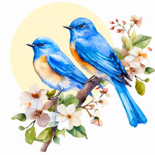 Load image into Gallery viewer, Diamond Painting - Full Round - blue bird on white flower branch (40*40CM)
