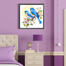 Load image into Gallery viewer, Diamond Painting - Full Round - blue bird on white flower branch (40*40CM)
