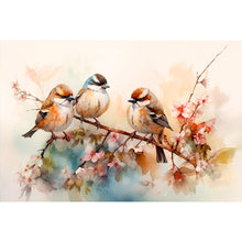 Load image into Gallery viewer, Diamond Painting - Full Round - Three flying birds on a beautiful branch (40*60CM)
