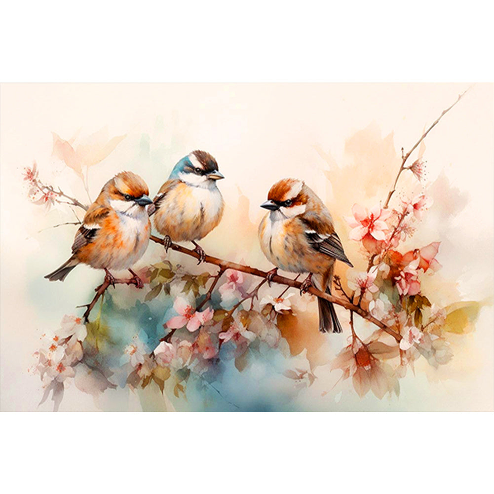 Diamond Painting - Full Round - Three flying birds on a beautiful branch (40*60CM)