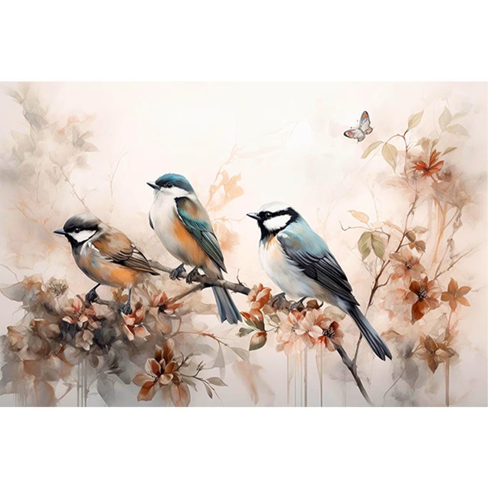 Diamond Painting - Full Round - Birds on a beautiful branch looking into the distance (40*60CM)