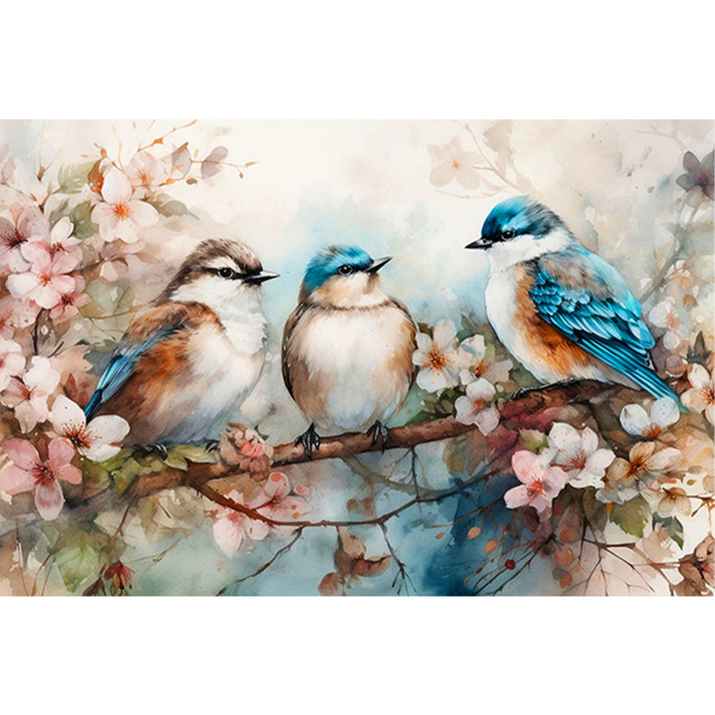 Diamond Painting - Full Round - Birds in beautiful flowers (40*60CM)