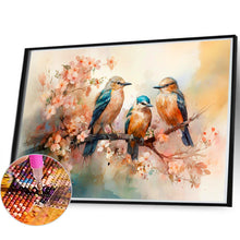 Load image into Gallery viewer, Diamond Painting - Full Round - Three flying birds on a beautiful flower branch (40*60CM)
