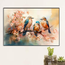 Load image into Gallery viewer, Diamond Painting - Full Round - Three flying birds on a beautiful flower branch (40*60CM)
