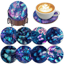 Load image into Gallery viewer, 8PCS Diamond Painting Coasters Kits Acrylic Full Drill Coaster(Purple Butterfly)
