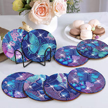 Load image into Gallery viewer, 8PCS Diamond Painting Coasters Kits Acrylic Full Drill Coaster(Purple Butterfly)
