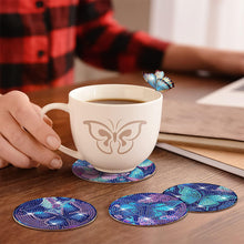 Load image into Gallery viewer, 8PCS Diamond Painting Coasters Kits Acrylic Full Drill Coaster(Purple Butterfly)
