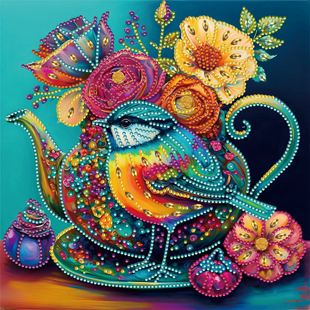 Diamond Painting - Partial Special Shaped - Dark blue atmosphere bird (30*30CM)