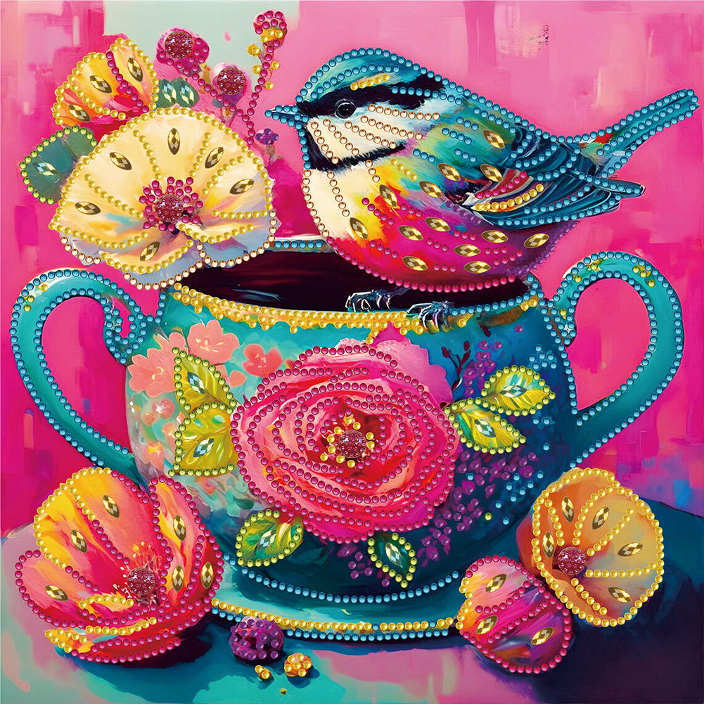 Diamond Painting - Partial Special Shaped - pink atmosphere bird (30*30CM)
