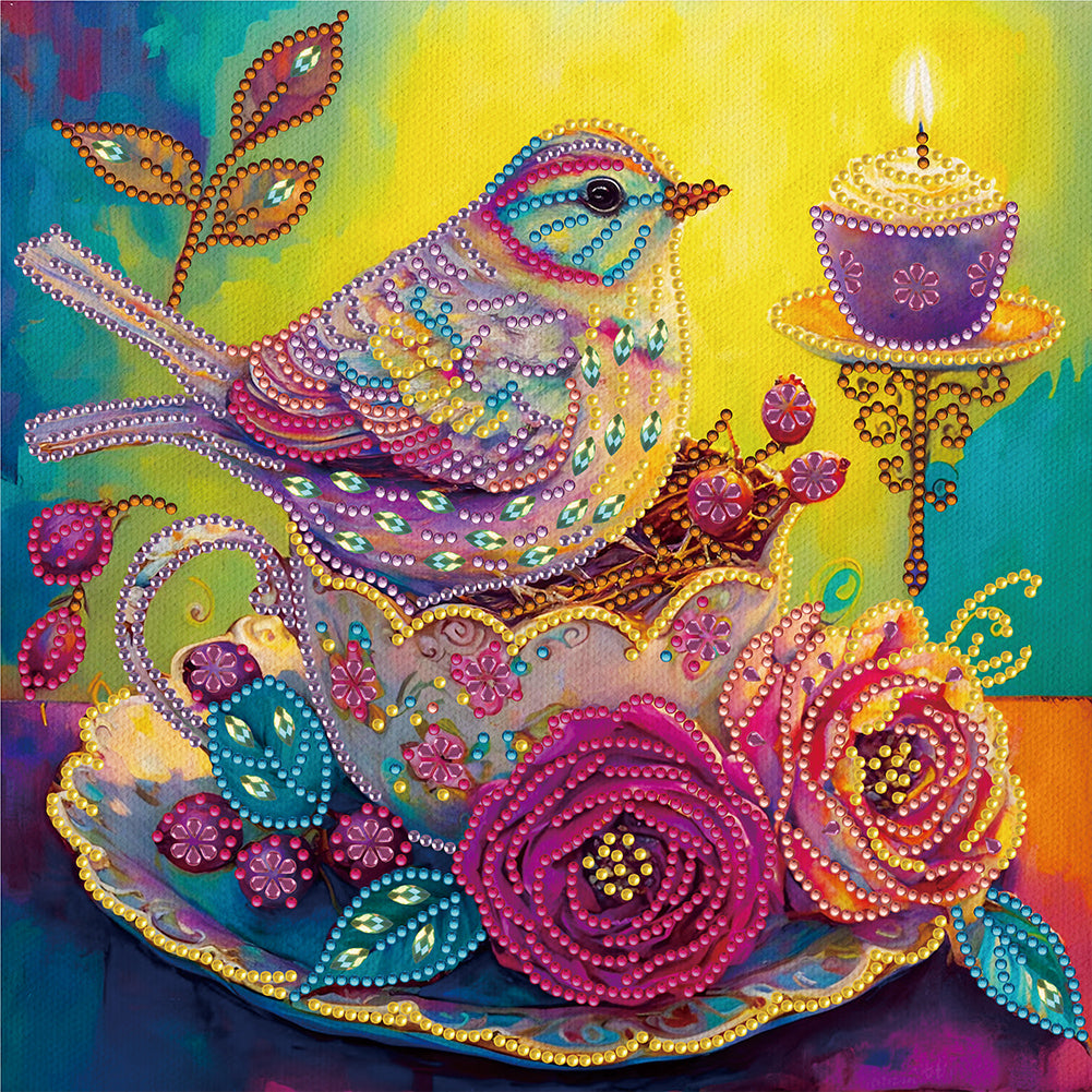 Diamond Painting - Partial Special Shaped - Yellow atmosphere bird (30*30CM)