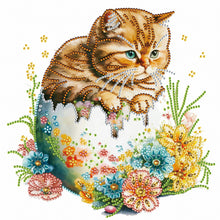 Load image into Gallery viewer, Diamond Painting - Partial Special Shaped - Easter egg kitten (30*30CM)
