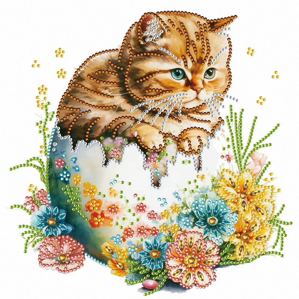 Diamond Painting - Partial Special Shaped - Easter egg kitten (30*30CM)