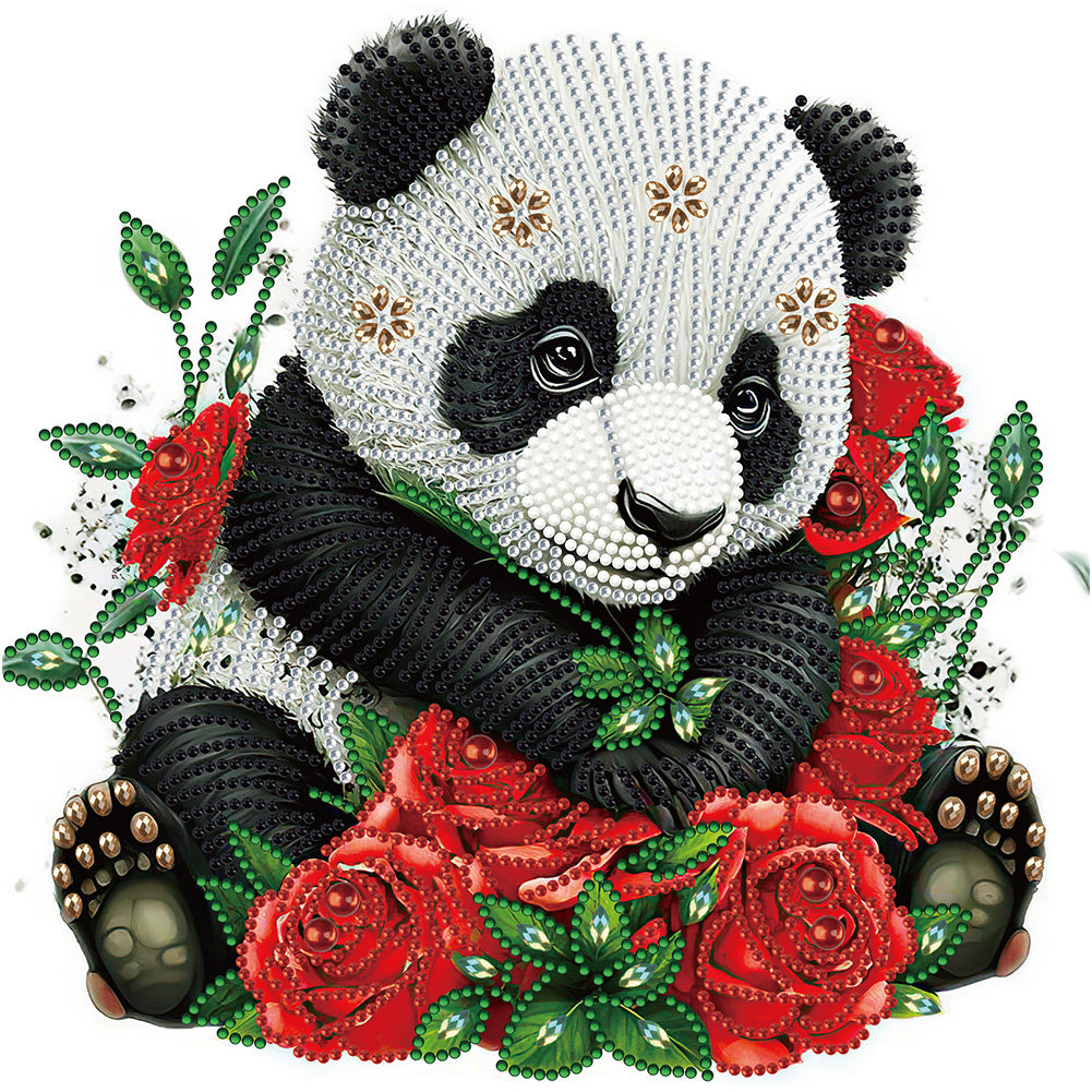 Diamond Painting - Partial Special Shaped - rose panda (30*30CM)