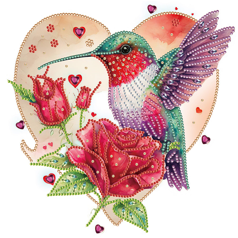 Diamond Painting - Partial Special Shaped - rose hummingbird (30*30CM)