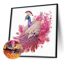 Load image into Gallery viewer, Diamond Painting - Partial Special Shaped - pink peacock (30*30CM)

