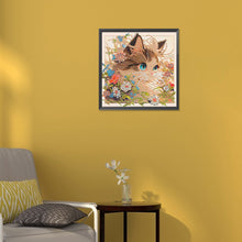 Load image into Gallery viewer, Diamond Painting - Partial Special Shaped - flower kitten (30*30CM)
