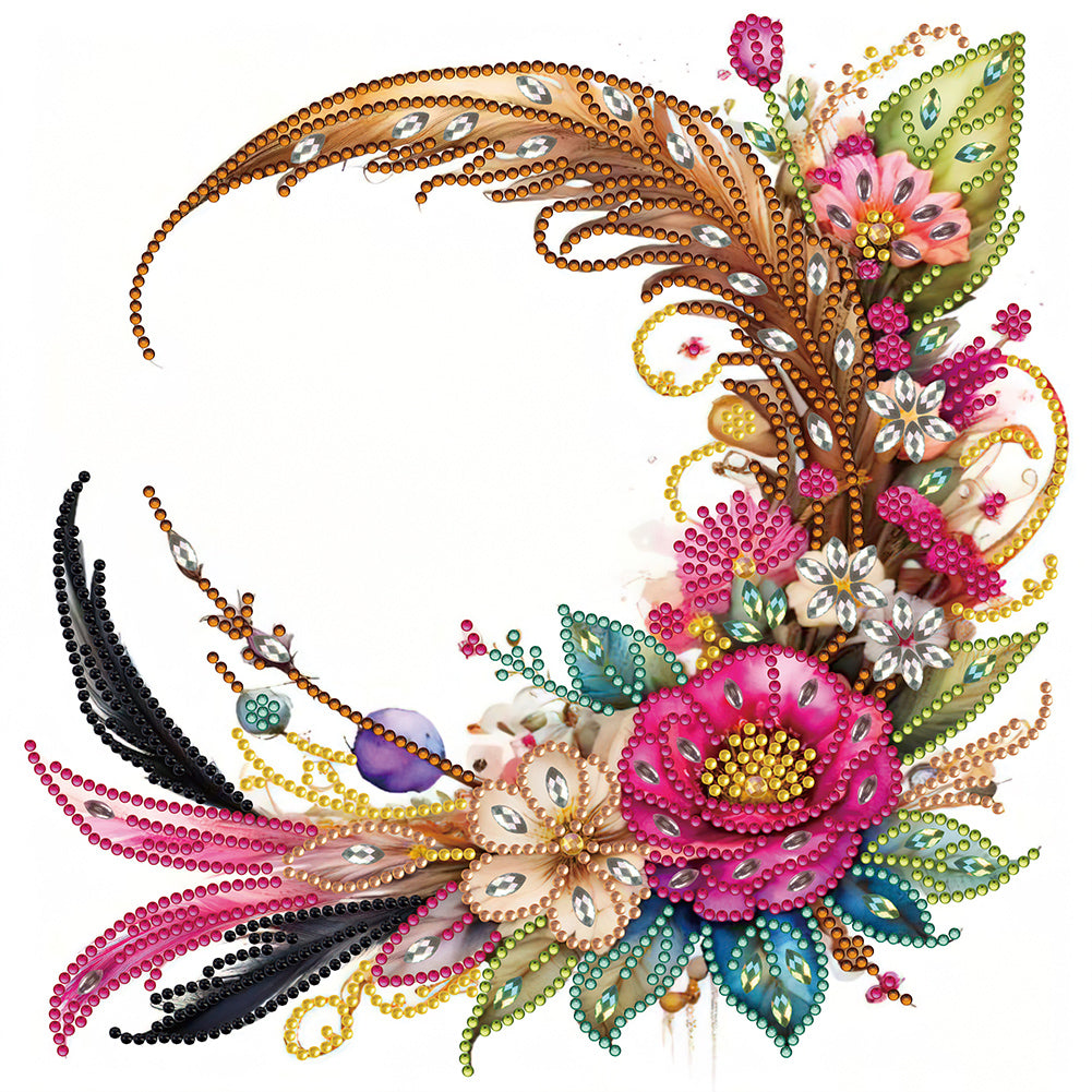 Diamond Painting - Partial Special Shaped - Feather and crescent parts (30*30CM)